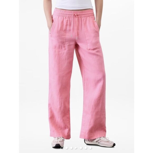 ATHLETA Retreat Linen Wide Leg Pant Size S Beachy Lagenlook Boho Travel Resort - Picture 10 of 11